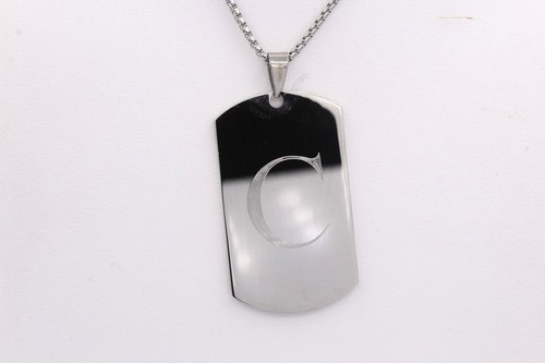 DOG TAG WITH INITIAL ALPHABET STAINLESS STEEL LETTER C DOG TAG NAME INITIAL - Picture 6 of 12
