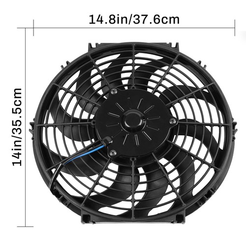 14IN Universal Slim Fan Push Pull Electric Radiator Cooling 12V 90W w/ Mount Kit - Picture 2 of 7