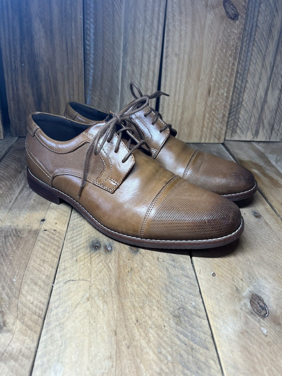 Mens 10 WIde Brown Rockport Trutech Shoes Dress Casual Tan