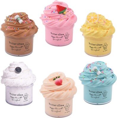Keemanman Butterschleim Spielset Kits Party Geschenke mit Charm Dekorationen - 6er Pack