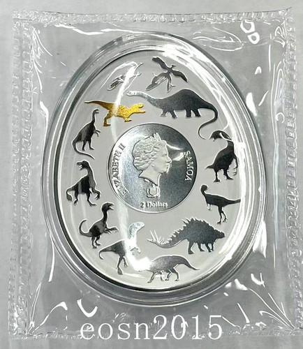 Samoa 2022 2Dollars 1oz Dinosaurs in Asia -3 Tarbosaurus Curved silver coin - Bild 2 von 9