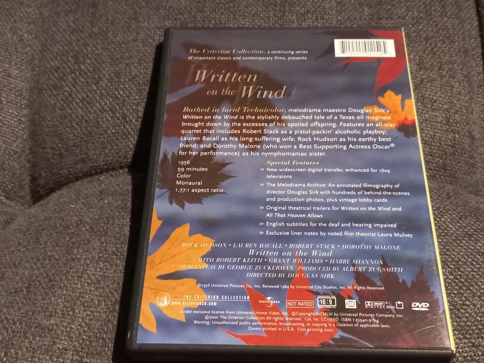 Written on the Wind DVD Criterion Collection in VGC - Image 3 of 3