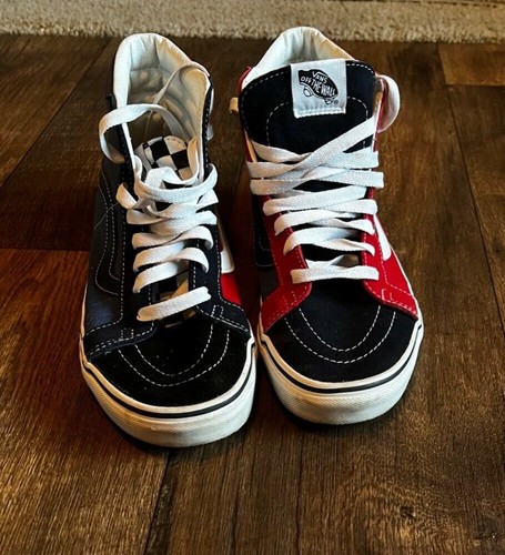 vans era red blue & yellow skate shoes