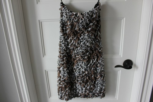 SEDUCTION*Strapless Mini Party Dress*Brown/Black/White Animal Print*Ruffles*Med* - Picture 2 of 6