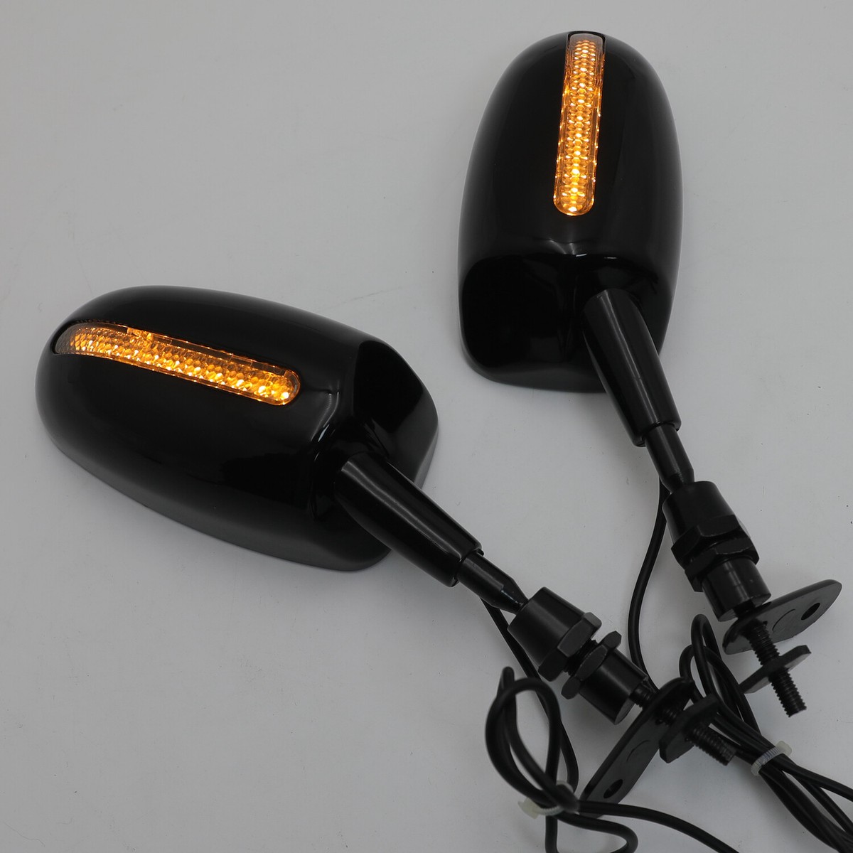 HongK Black 6MM Thread Rear LED Mirror For Harley Suzuki