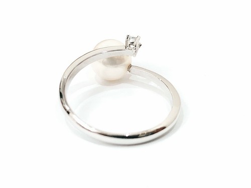 ANELLO SOLITARIO ORO BIANCO 750 PERLA DIAMANTE NATURALE 0,10 CT DONNA - Foto 7 di 11