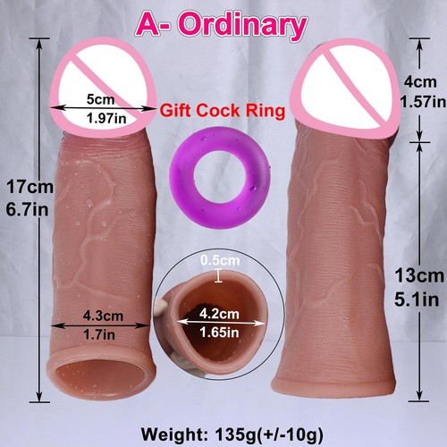 Soft Realistic Reusable Enlarger Penis Sleeve Big Growth Real Silicone Dick - Picture 7 of 32