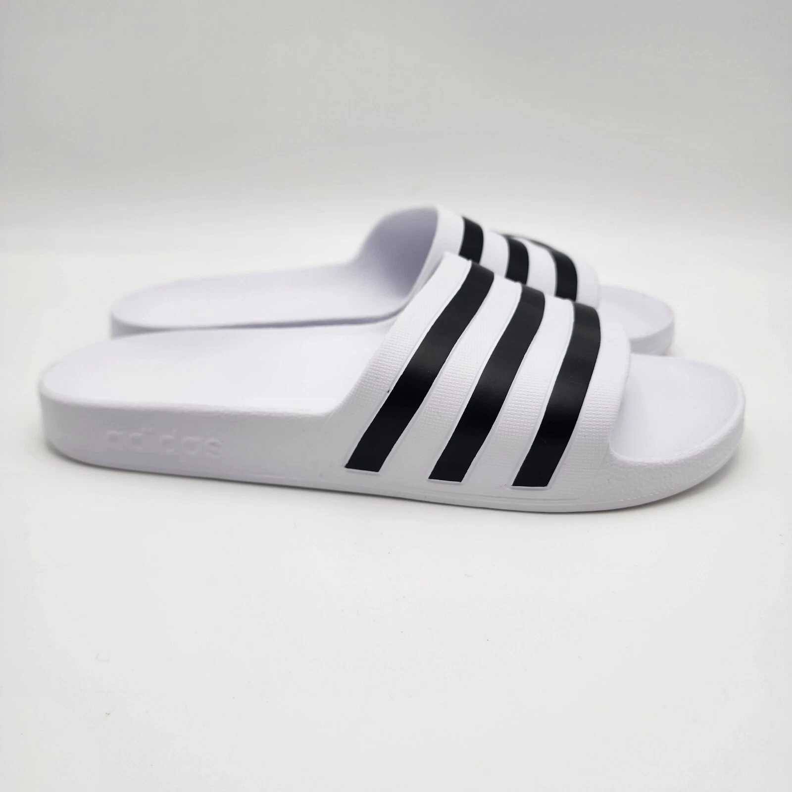 Adidas Adilette Sandali Slides Slip On Unisex Adulti Nero Bianco Striscia M 9 W 10