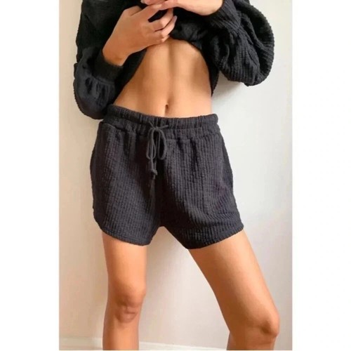 NWT Free People Beach Oasis Set Black Crop Cardigan Sweater Shorts 2 Piece Sz XS - Picture 4 of 14
