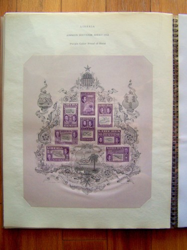 SZYK LIBERIA 1952 C69a 8 verschiedene PROOF FARBE; 3 LEERE RANDRAHMEN mit Spiralmappe - Bild 3 von 13