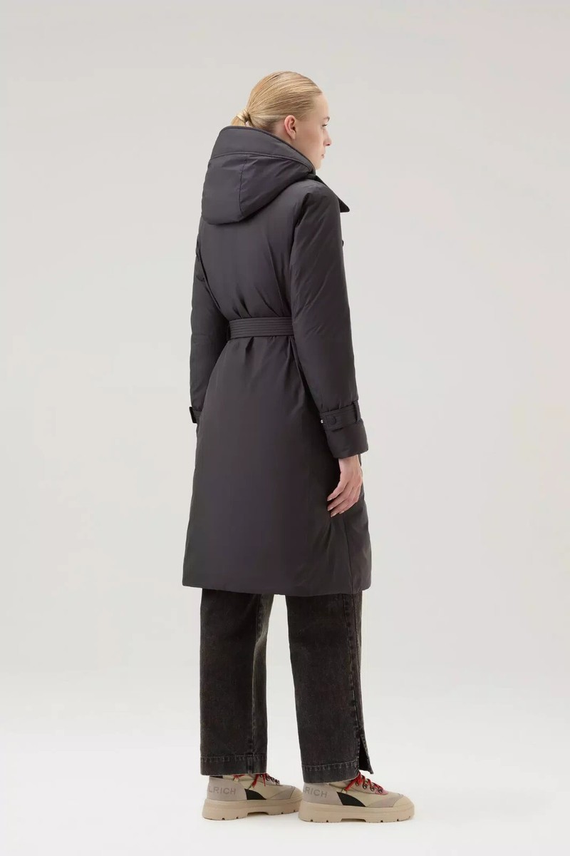 IENA【WOOLRICH/ウールリッチ】ELLIS LONG JACKET S Woolrich Microfiber Ellis Trench Coat with Detachable Hood
