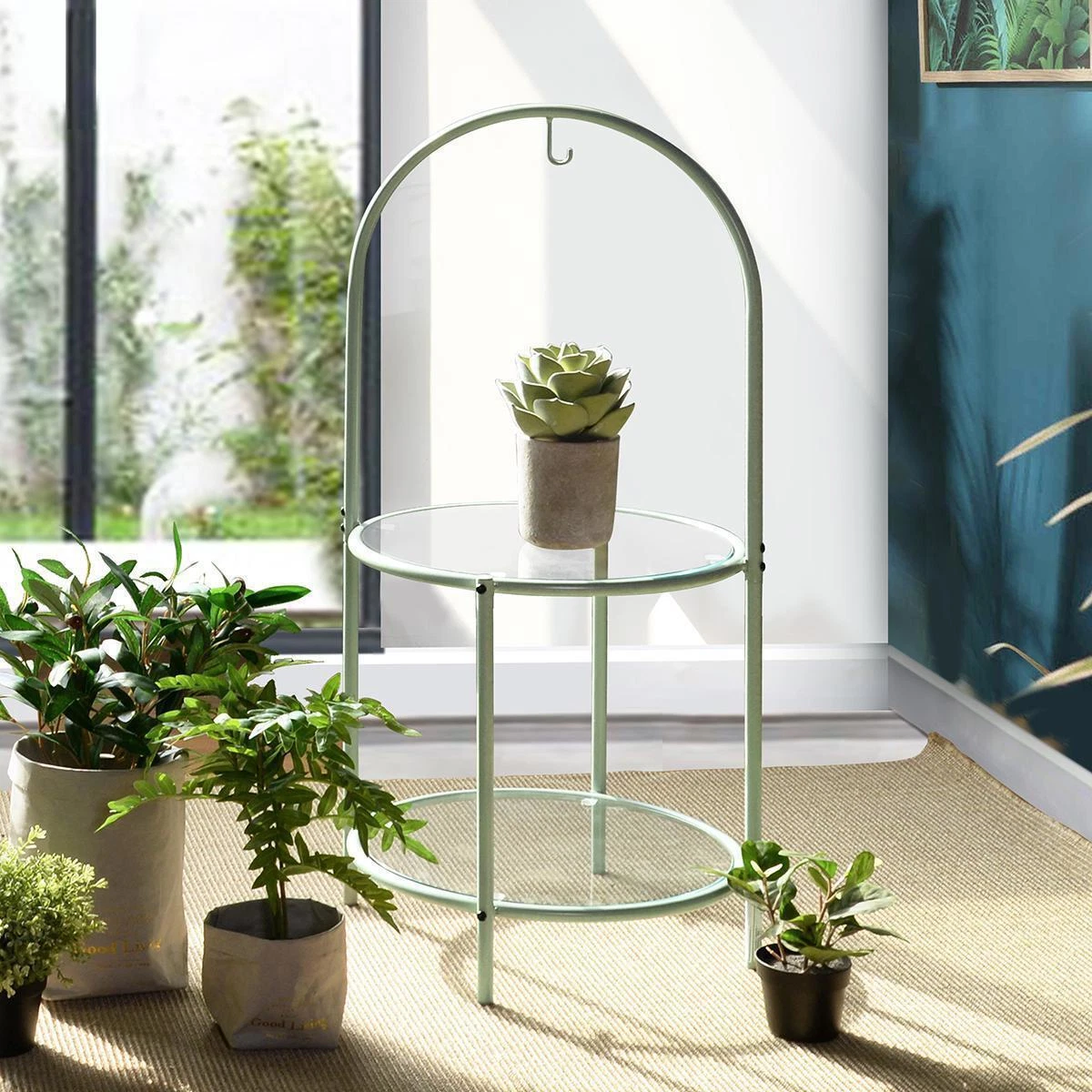 Glass plant on sale stand table