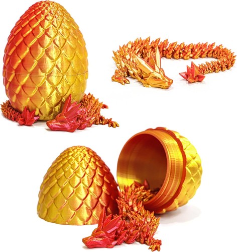 4 Pack 3D Printed Dragon Egg,Eggs +Dragon, Articulated Crystal Dragon Fidget Toy - Picture 28 of 46