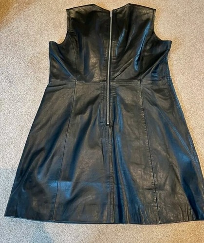 Karen Millen Real Leather Black Midi Dress UK 16 - Picture 2 of 3