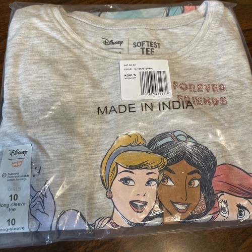 Disney's Girls 10 Princess Friends Cinderella Jasmine Ariel Sequin Graphic Tee - Picture 2 of 7