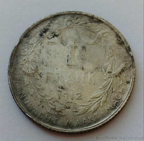 1912 Belgien 1 Franken Frank 0,835 Silbermünze