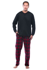  followme Pajama Set for Men with Thermal Henley Top and Polar Fleece Pants