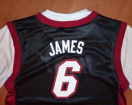 NBA Miami Heat #6 James Youth Kids 2XL (18 yo) Unique Jersey Cotton Sleeves Neck - 第 4/5 張圖片