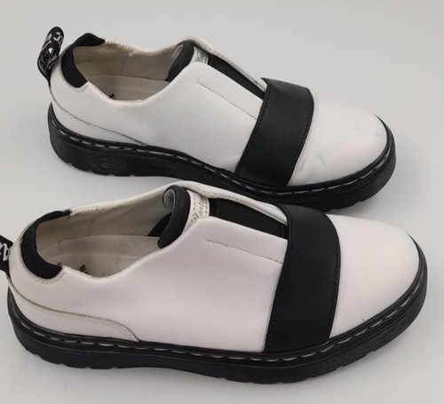 Raro Dr Martens Lyah Cuero Sin Cordones Blanco y Negro Talla 3 - Imagen 3 de 8
