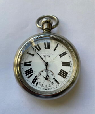 Blued Steel H Williamson Military Pocket Watch Ww1 Watch For Sale