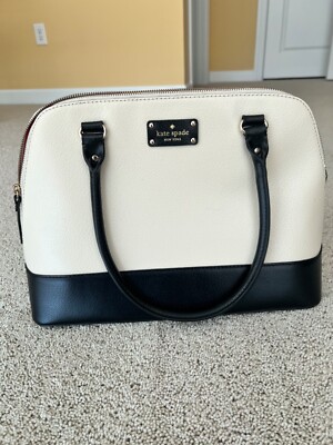 kate spade handbag, black and white leather | eBay