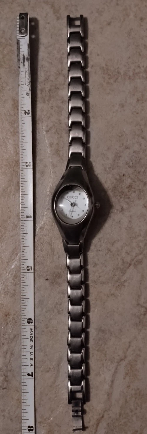 Autentico Orologio Gucci Donna Italia Svizzero Acciaio Inox Quarzo Lunghezza 7 25"