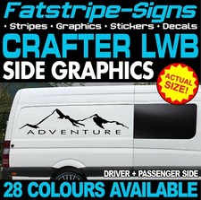 to fit VW CRAFTER LWB MOUNTAINS ADVENTURE CAMPER VAN STICKERS GRAPHICS DECAL