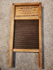 Dubl Handl Vintage Wooden Metal Scrub Surface Washboard Columbus Wasboard CO. 
