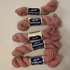 5 Vtg Bucilla Tapestry Wool Rose pink 074 100 Yard Skeins Match# 10222-301
