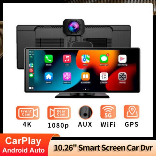 10.26 Inch 1080p Wireless Android Auto Cam DVR Recorder Carplay With GPS - Picture 2 of 13