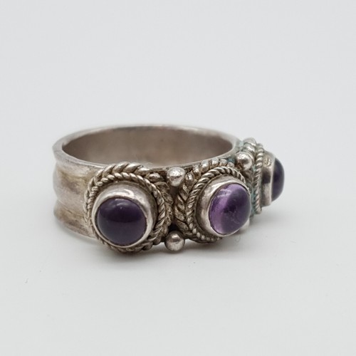 Anello In Argento 925 Con Ametista - (61) - Foto 4 di 8