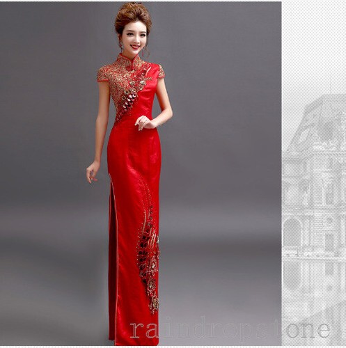 Women Cheongsam Chinese Party Evening Wedding Long Maxi Dress QiPao Gown S-5XL - Picture 9 of 19