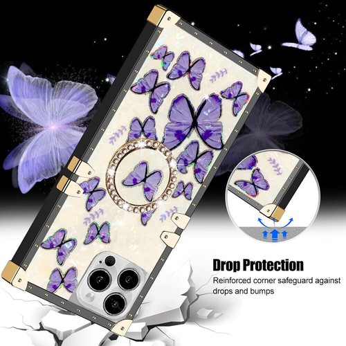 Luxury Ring Butterfly Marble Shell Phone Case For iPhone 11 12 13 14 15 Pro Max - 第 11/23 張圖片