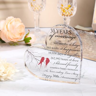 30 Years of Marriage Gift Wedding Anniversary Heart Keepsake for