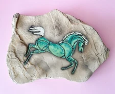 Vintage Hagen Renaker MCM Green Horse Wall Plaque Horse Wall Hanging Art