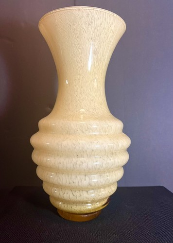 Beautiful BOMBAY Large Italian Yellow Speckled Art Glass Vase 14.5” - Picture 2 of 7