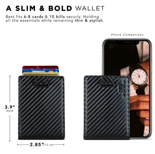 Schmale minimalistische Herren-Geldbörse aus echtem Leder mit Doppelfaltung und Geldklammer - Bild 59 von 60