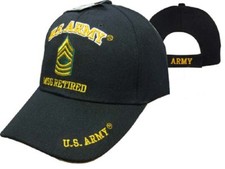 NEW US ARMY MSG RETIRED BALL CAP HAT BLACK LICENSED