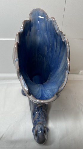 Vintage 1940's STANGL Blue & Pink Beautiful CORNUCOPIA VASE #3619 Mint 9.5” - Picture 5 of 12