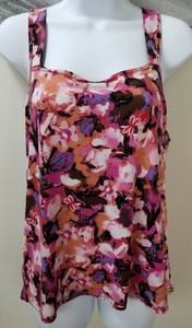 New-Directions-Top-Sleeveless-Tank-Pink-Stretchy-Floral-Casual-Blouse-Size-XL