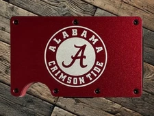 Alabama Crimson Tide Slim Thin Metal RFID Blocking Wallet Laser Engraved Roll