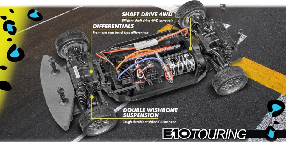 HPI 120090 E10 Michele Abbate Touring Car 4WD BRUSHED GRRRACING 1/10 - Immagine 3 di 4