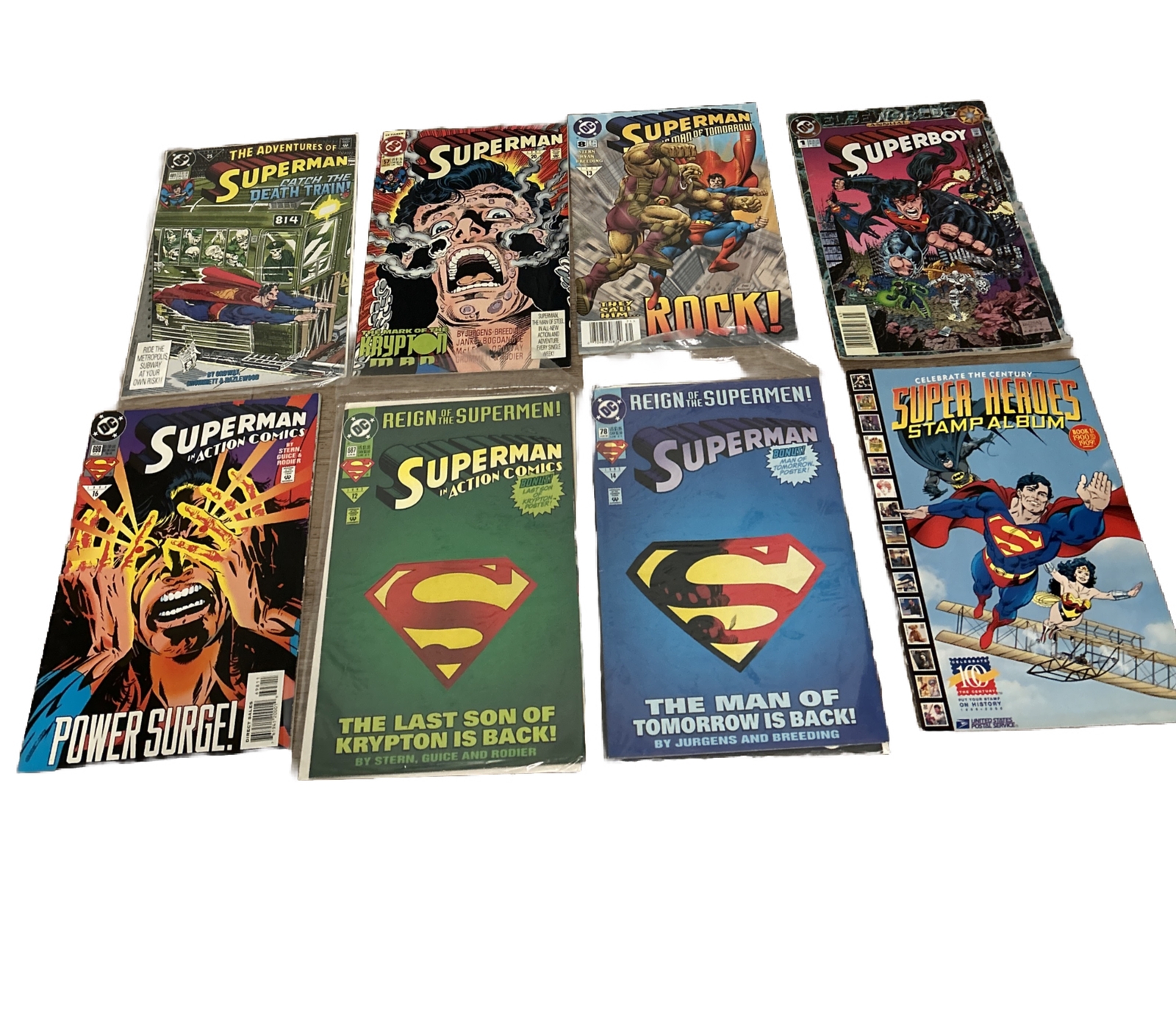 90s SUPERMAN Lot 57, 78, 481, 687, 698, 8, Superboy 1 Annual, USPS Heroes Album