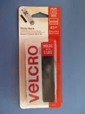 NEW VELCRO 90075 PACK (4) STRIPS 3/4" X 3 1/2" BLACK ADHESVIVE BACK RUBBER 