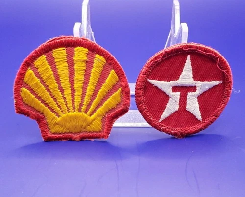 Vintage Shell And Texaco Oil Company Patchs 2 Inch Gas Station Oil & Gas