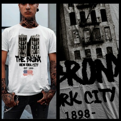 South Bronx T-shirt The Bronx NYC New York City Fire Graffiti Large White