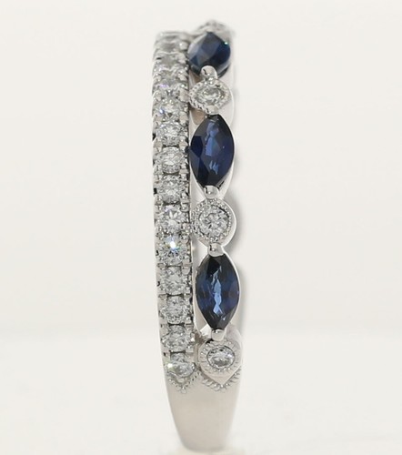 Neil Lane Natural Diamond Sapphire Wedding Band Ring .75CT H Color 14KWG 4MM - Imagen 6 de 9