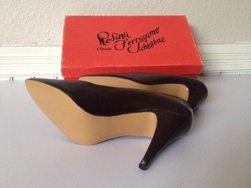 Rosina Ferragamo "RITA" Spain Brown Leather Pump Pointed Toe High Heel Shoes NEW - Picture 3 of 12