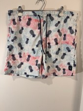 Spicy Tuna Print Swim Trunks Shorts Small Palm Trees Pineapple