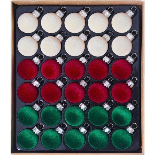 Confezione 30 Palline Albero Di Natale Floccate Velluto Decorative Y9V7 - Foto 10 di 20
